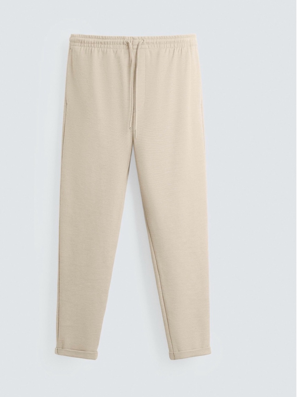 Zara Men's Drawstring Joggers in Sand Beige